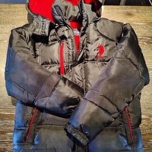 US Polo Club Kids Puffer Jacket in Black and Red